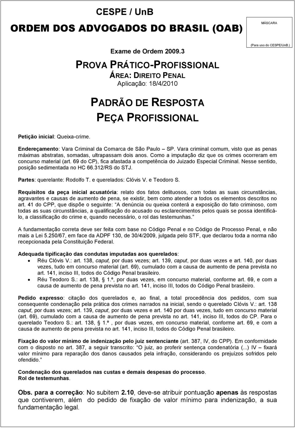 Partes: querelante: Rodolfo T. e querelados: Clóvis V. e Teodoro S.