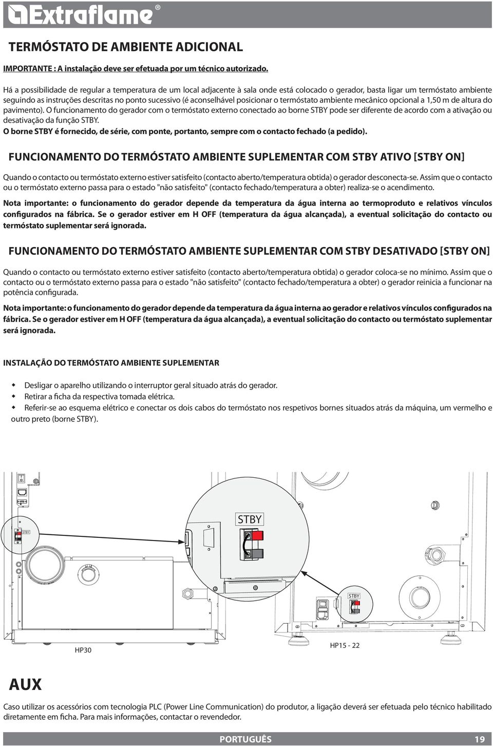 aconselhável posicionar o termóstato ambiente mecânico opcional a 1,50 m de altura do pavimento).