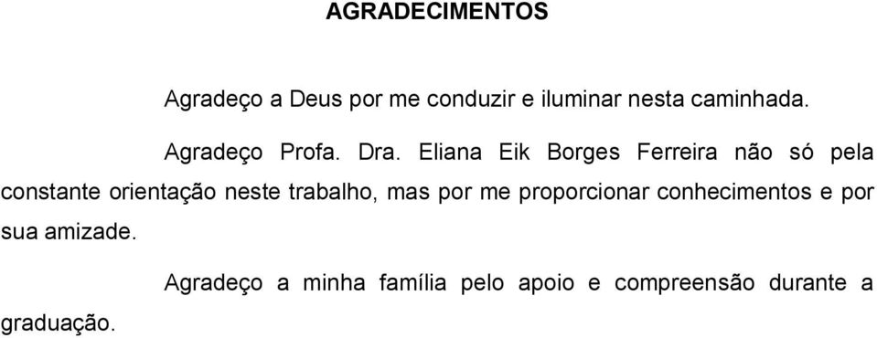 Eliana Eik Borges Ferreira não só pela constante orientação neste