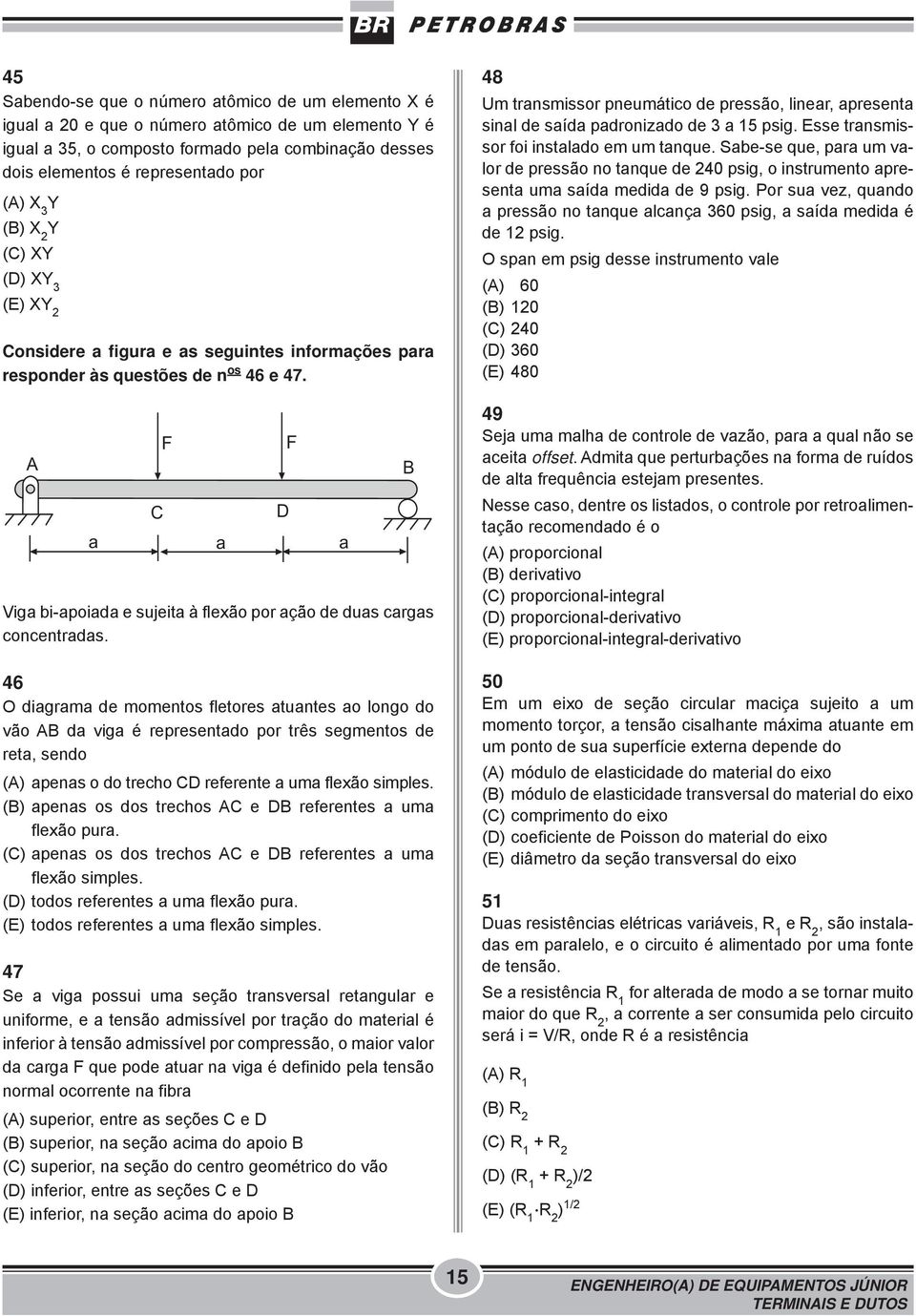 A F Viga bi-apoiada e sujeita à flexão por ação de duas cargas concentradas.