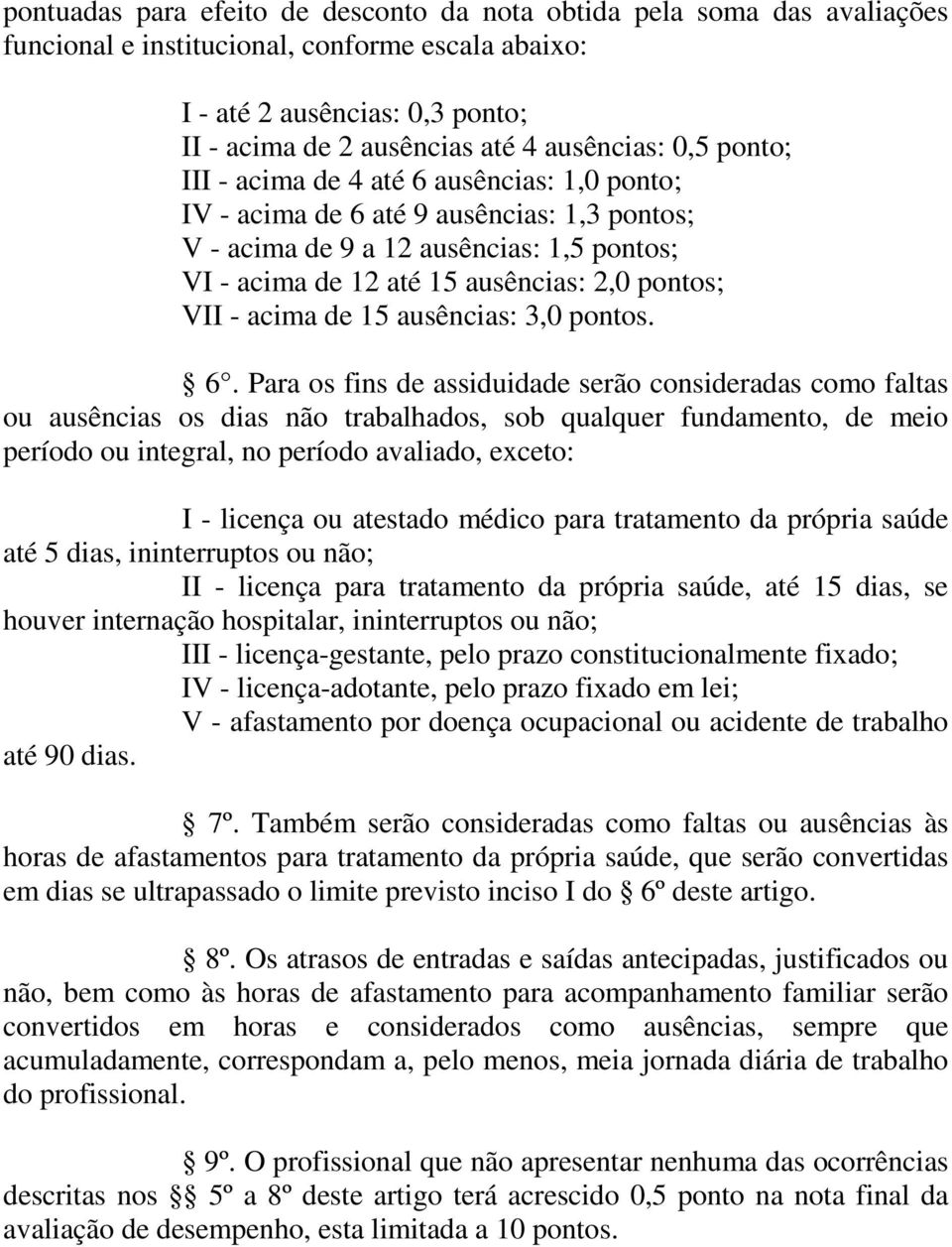 acima de 15 ausências: 3,0 pontos. 6.