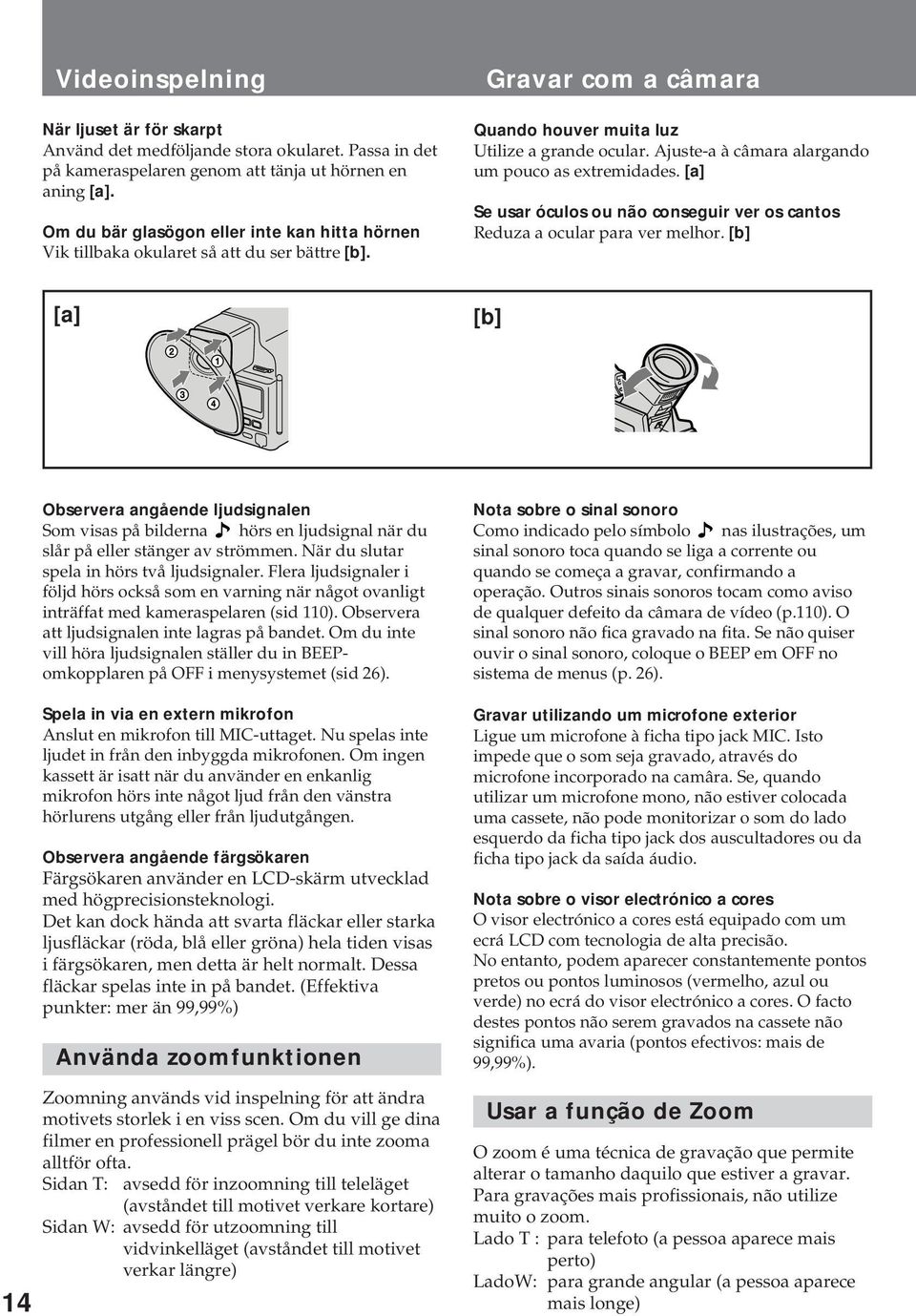 Ajuste-a à câmara alargando um pouco as extremidades. [a] Se usar óculos ou não conseguir ver os cantos Reduza a ocular para ver melhor.