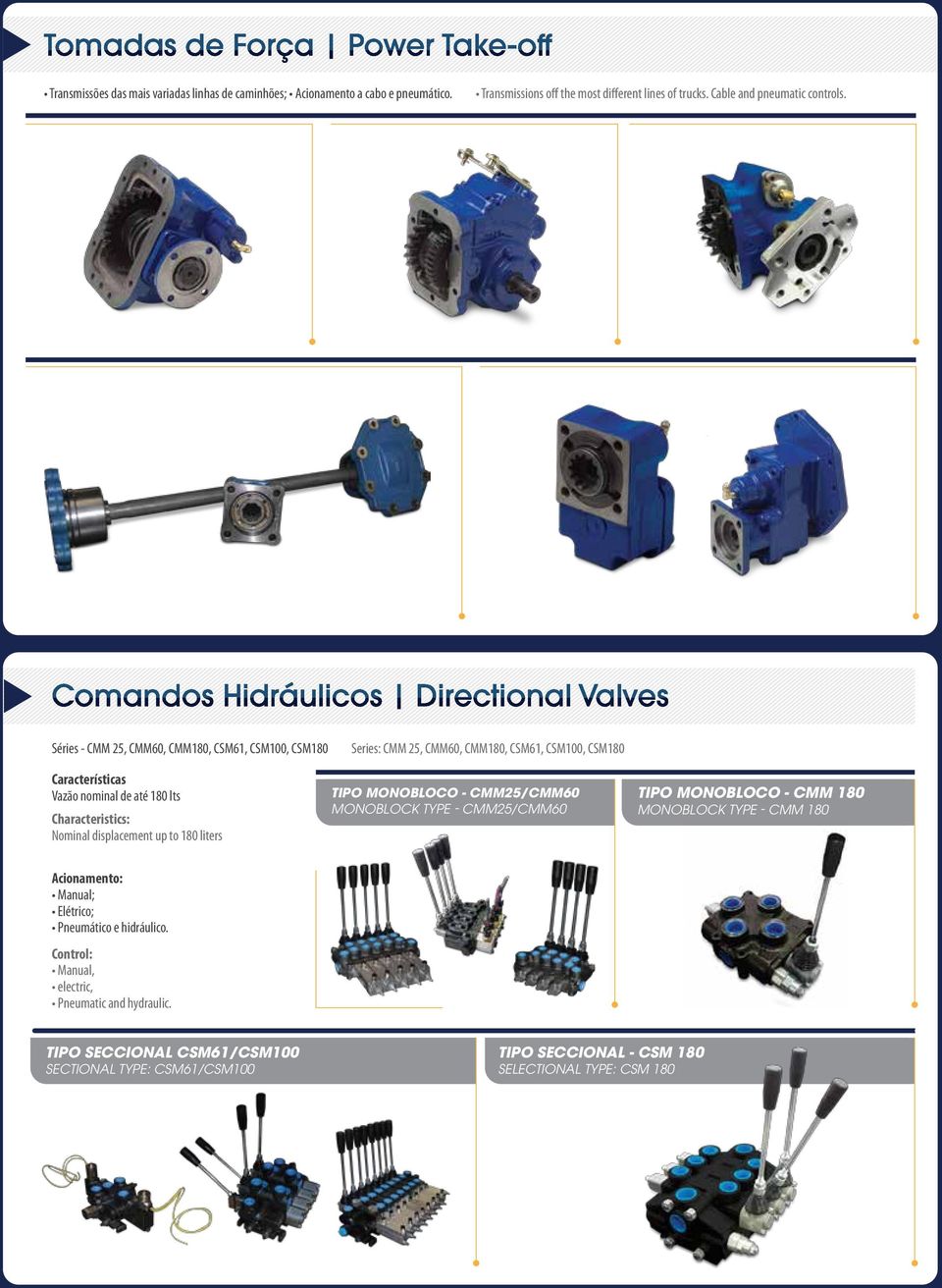 the most different lines of trucks. Cable and pneumatic controls.