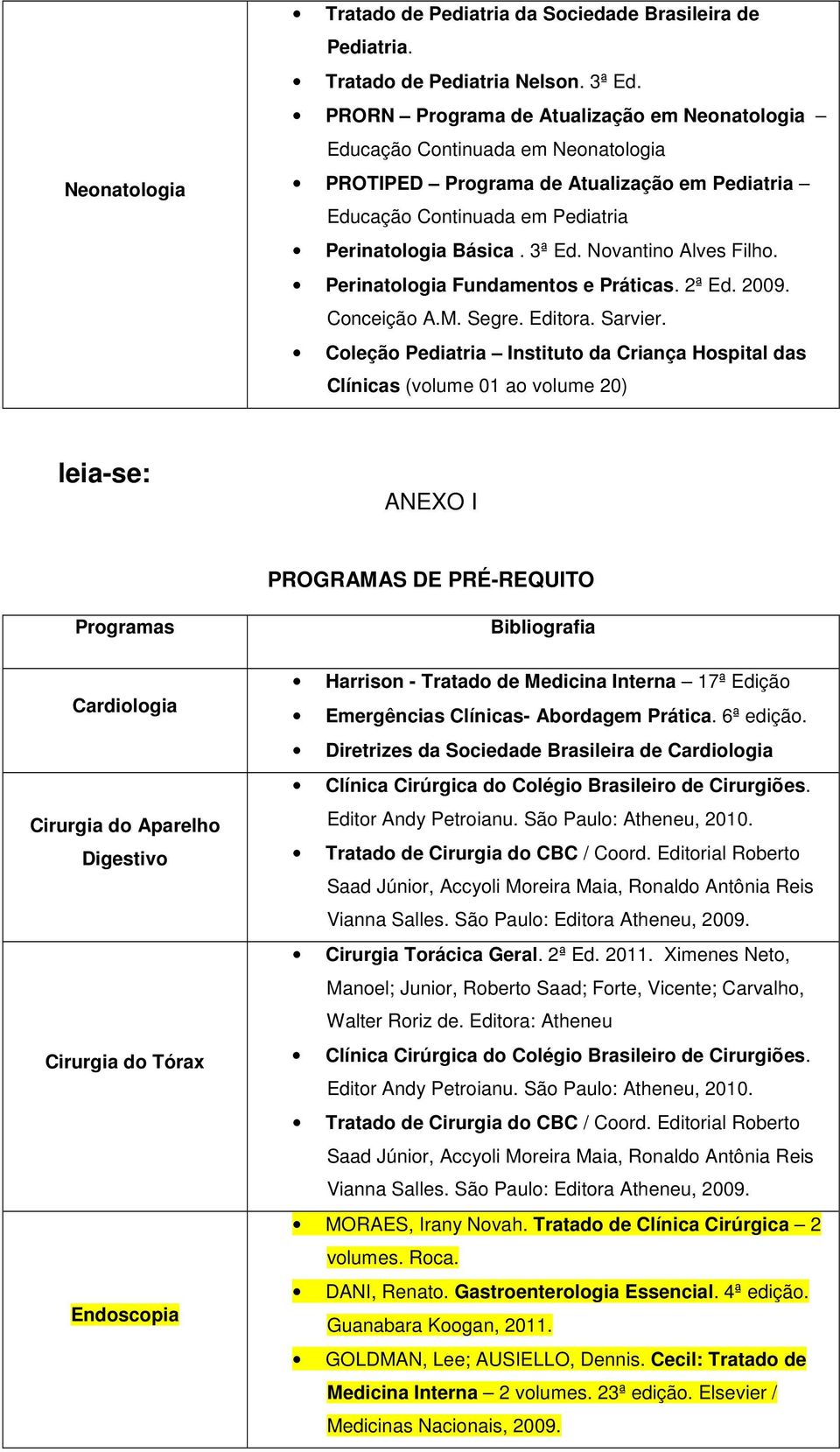 Novantino Alves Filho. Perinatologia Fundamentos e Práticas. 2ª Ed. 2009. Conceição A.M. Segre. Editora. Sarvier.