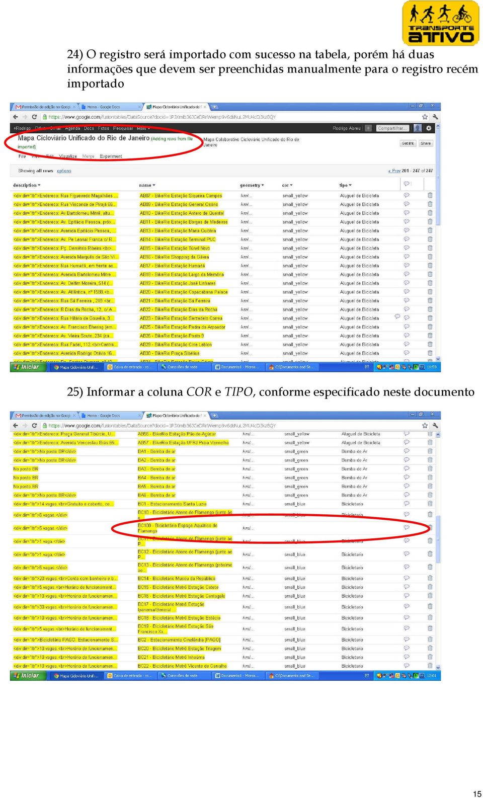 manualmente para o registro recém importado 25)