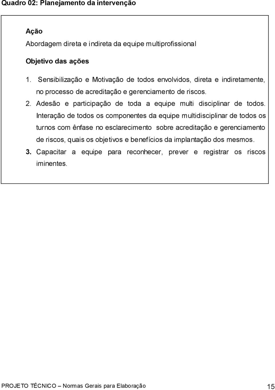 Adesão e participação de toda a equipe multi disciplinar de todos.