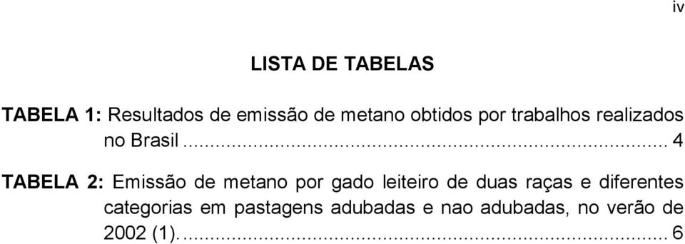 .. 4 TABELA 2: Emissão de metano por gado leiteiro de duas raças