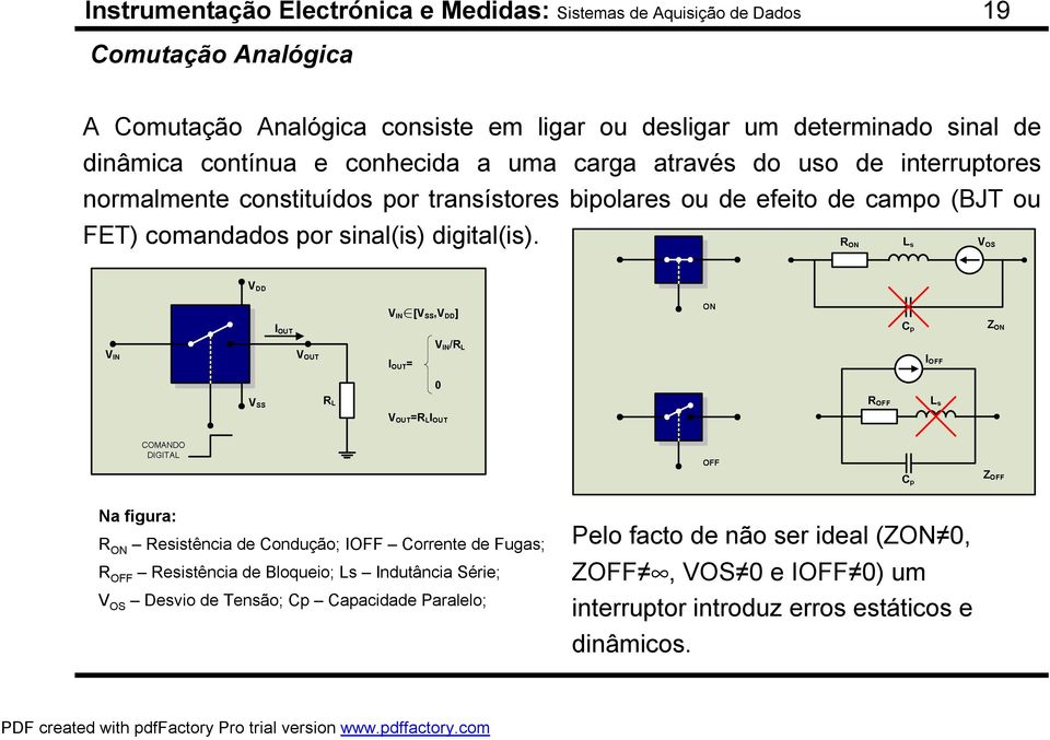 (BJT ou FET) comandados por sinal(is) digital(is).