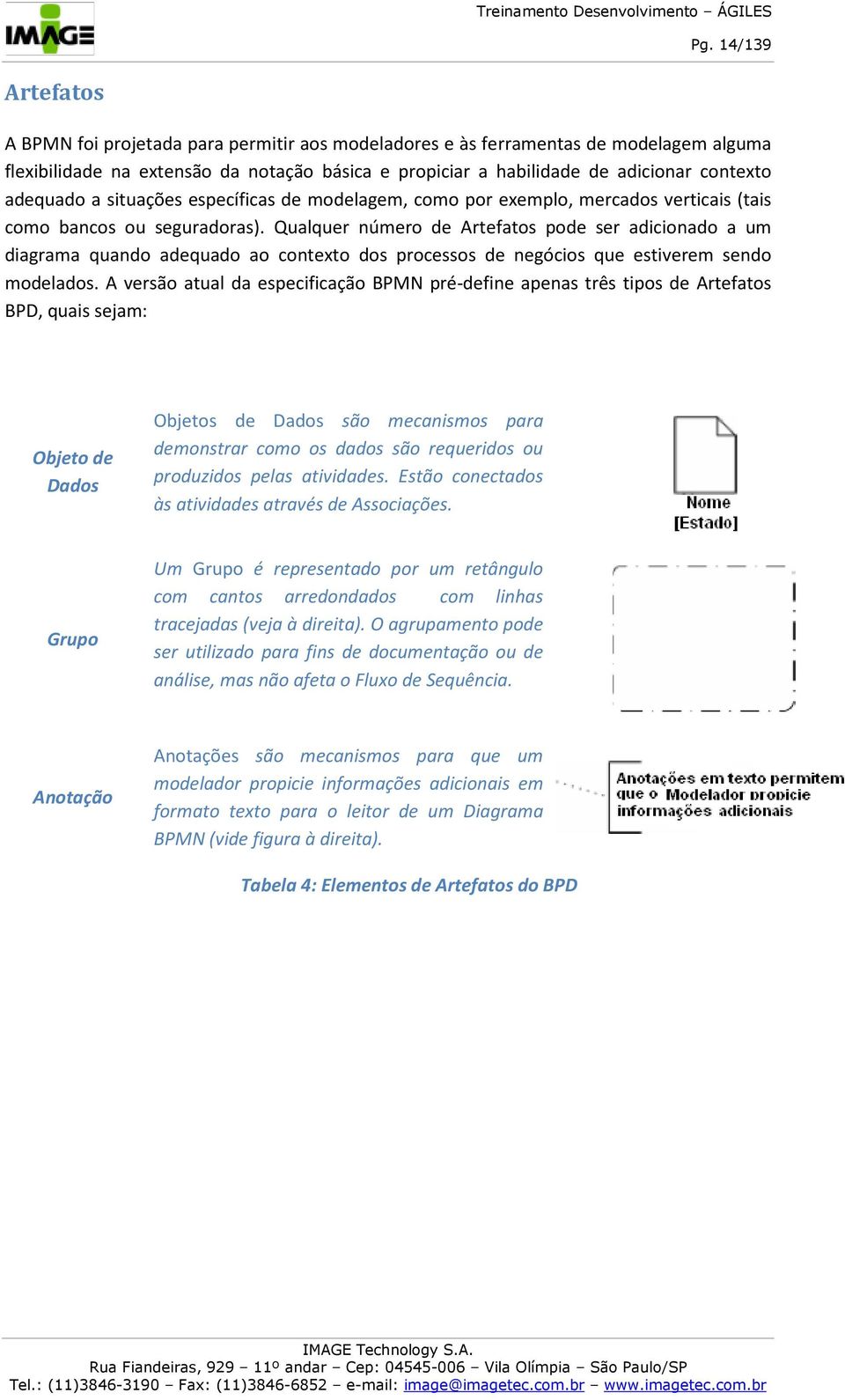 Qualquer número de Artefatos pode ser adicionado a um diagrama quando adequado ao contexto dos processos de negócios que estiverem sendo modelados.