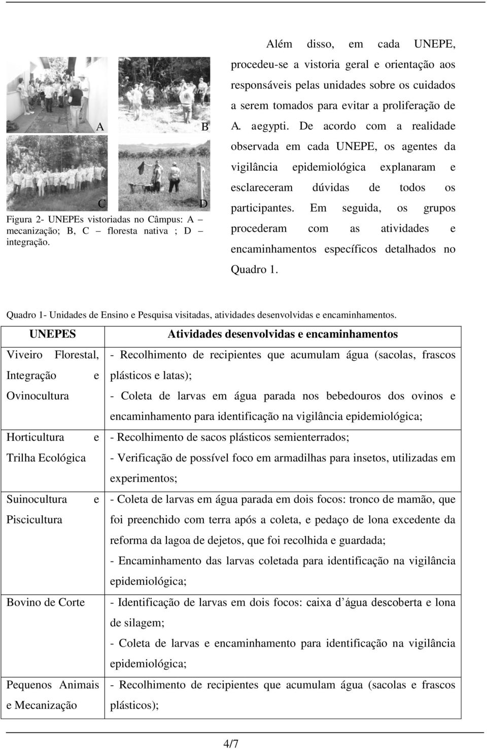 D esclareceram dúvidas de todos os participantes. Em seguida, os grupos procederam com as atividades e encaminhamentos específicos detalhados no Quadro 1.