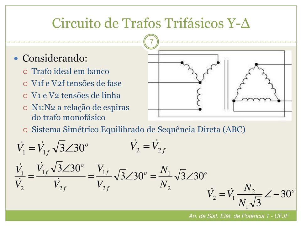 Sistema Simétric Equilibrad de Sequência Direta (ABC) V & = & 30 V& V& 1 V1