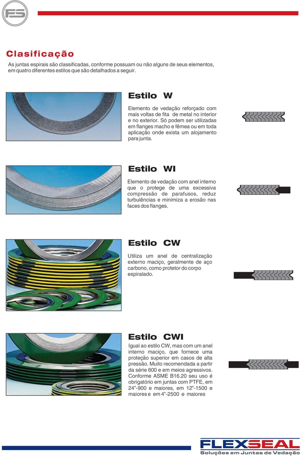 Só podem ser utilizadas em flanges macho e fêmea ou em toda aplicação onde exista um alojamento para junta.