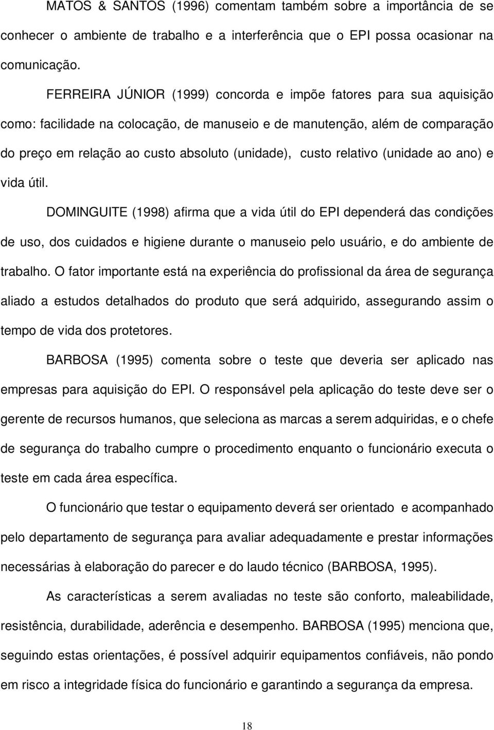 custo relativo (unidade ao ano) e vida útil.