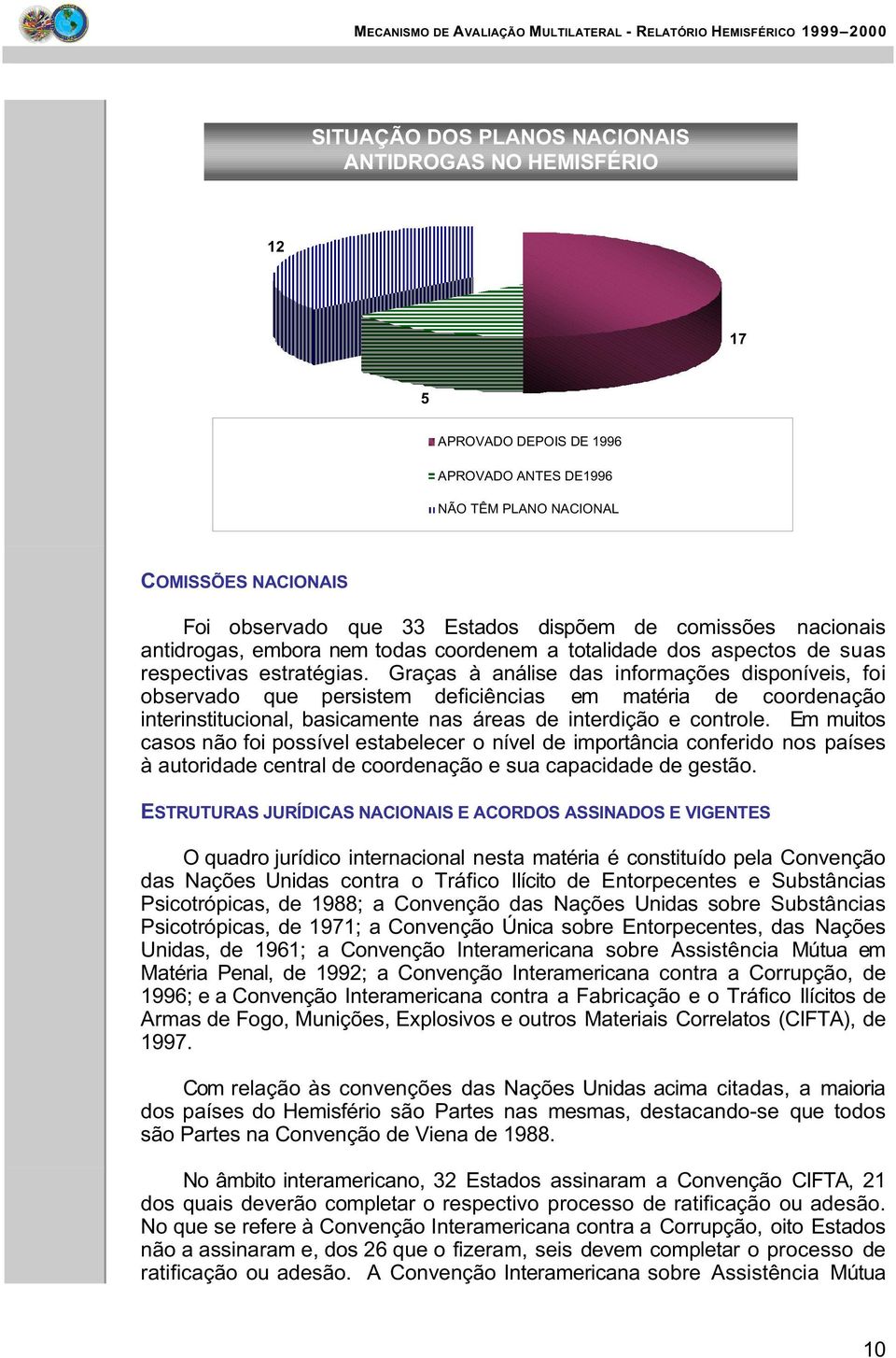 Graças à análise das informações disponíveis, foi observado que persistem deficiências em matéria de coordenação interinstitucional, basicamente nas áreas de interdição e controle.