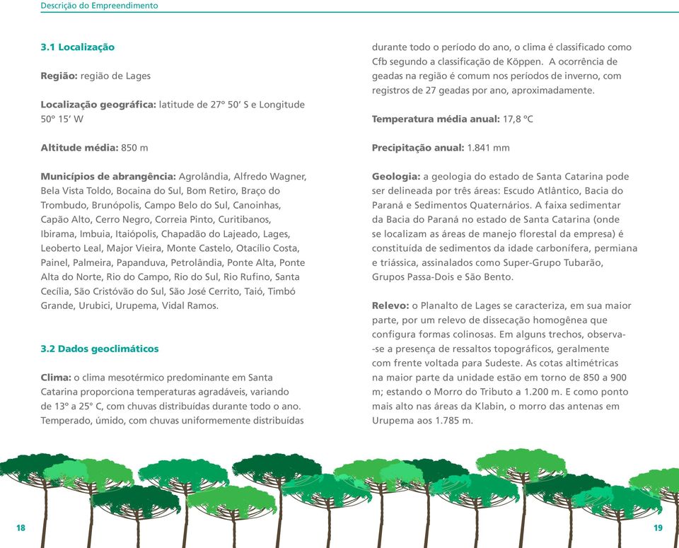 841 mm Municípios de abrangência: Agrolândia, Alfredo Wagner, Bela Vista Toldo, Bocaina do Sul, Bom Retiro, Braço do Trombudo, Brunópolis, Campo Belo do Sul, Canoinhas, Capão Alto, Cerro Negro,