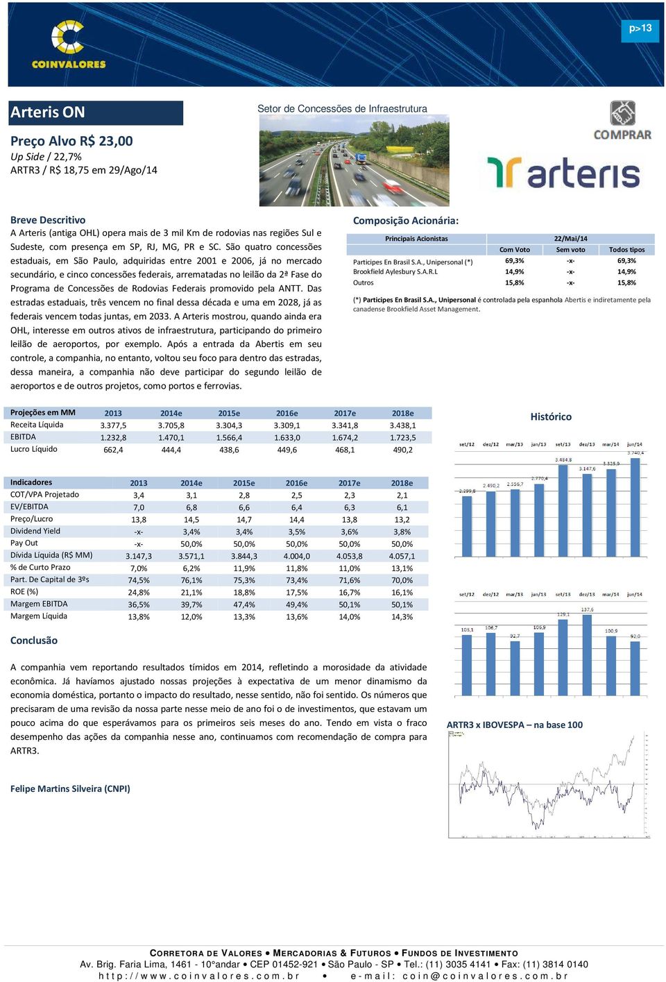 São quatro concessões estaduais, em São Paulo, adquiridas entre 2001 e 2006, já no mercado secundário, e cinco concessões federais, arrematadas no leilão da 2ª Fase do Programa de Concessões de