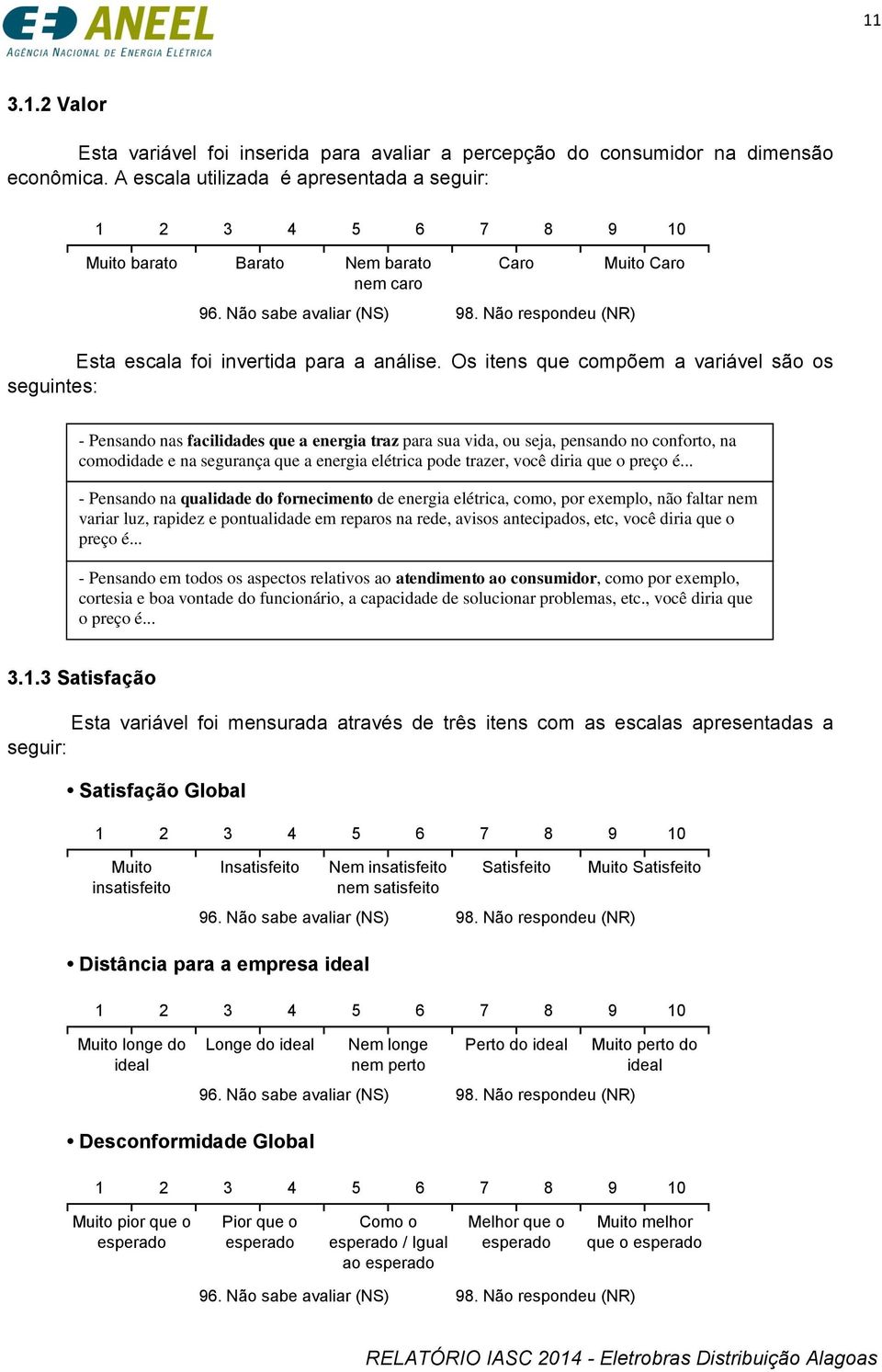 Não respondeu (NR) Muito Caro Esta escala foi invertida para a análise.