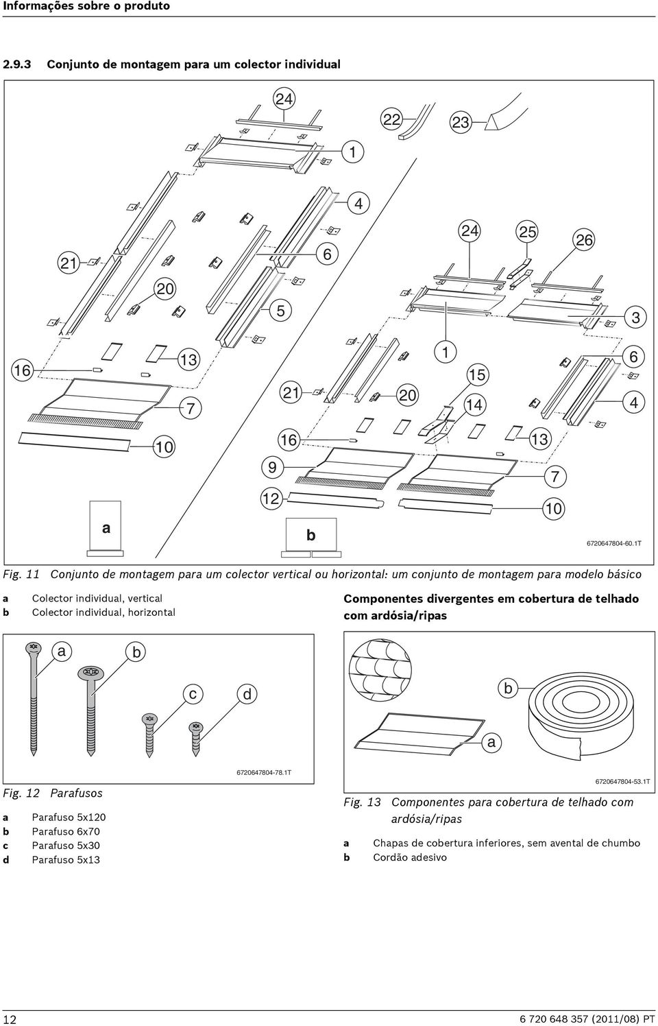 horizontal Componentes divergentes em cobertura de telhado com ardósia/ripas a b c d b a Fig.