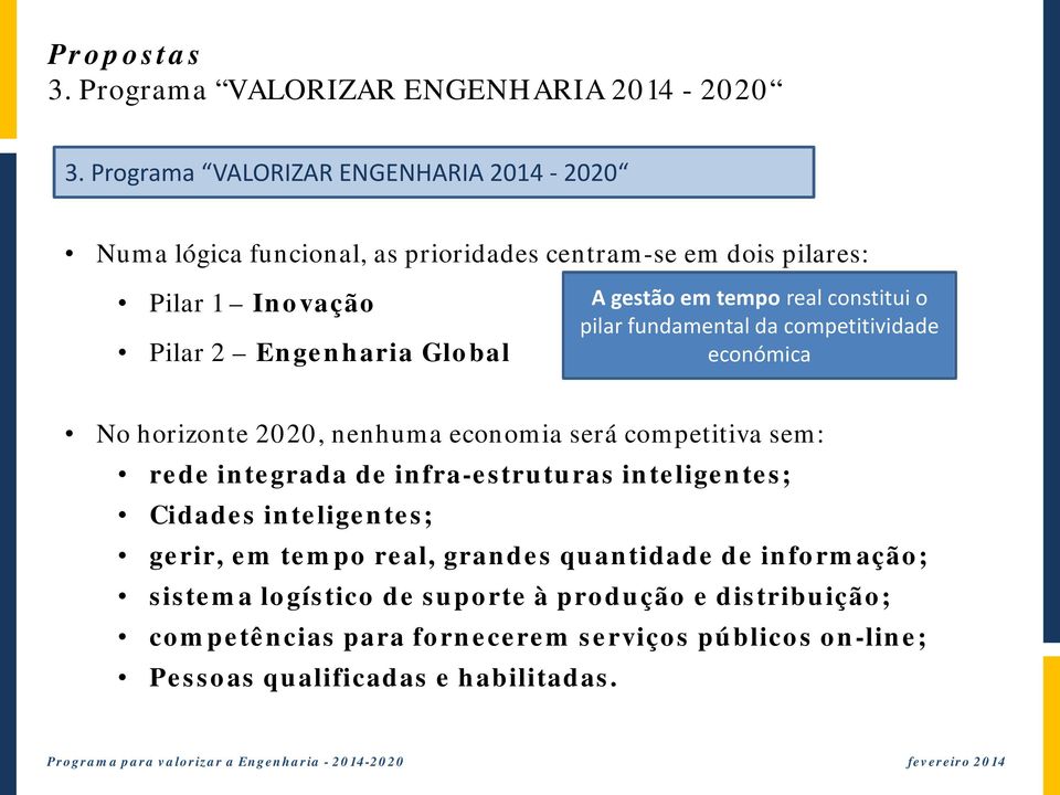 gestão em tempo real constitui o pilar fundamental da competitividade económica No horizonte 2020, nenhuma economia será competitiva sem: rede integrada