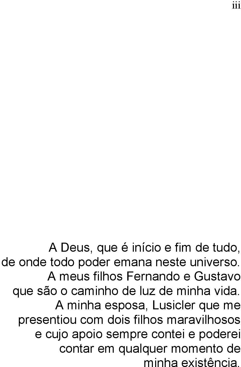 A meus filhos Fernando e Gustavo que são o caminho de luz de minha vida.