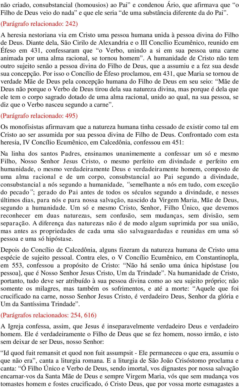 Diante dela, São Cirilo de Alexandria e o III Concílio Ecumênico, reunido em Éfeso em 431, confessaram que o Verbo, unindo a si em sua pessoa uma carne animada por uma alma racional, se tornou homem.