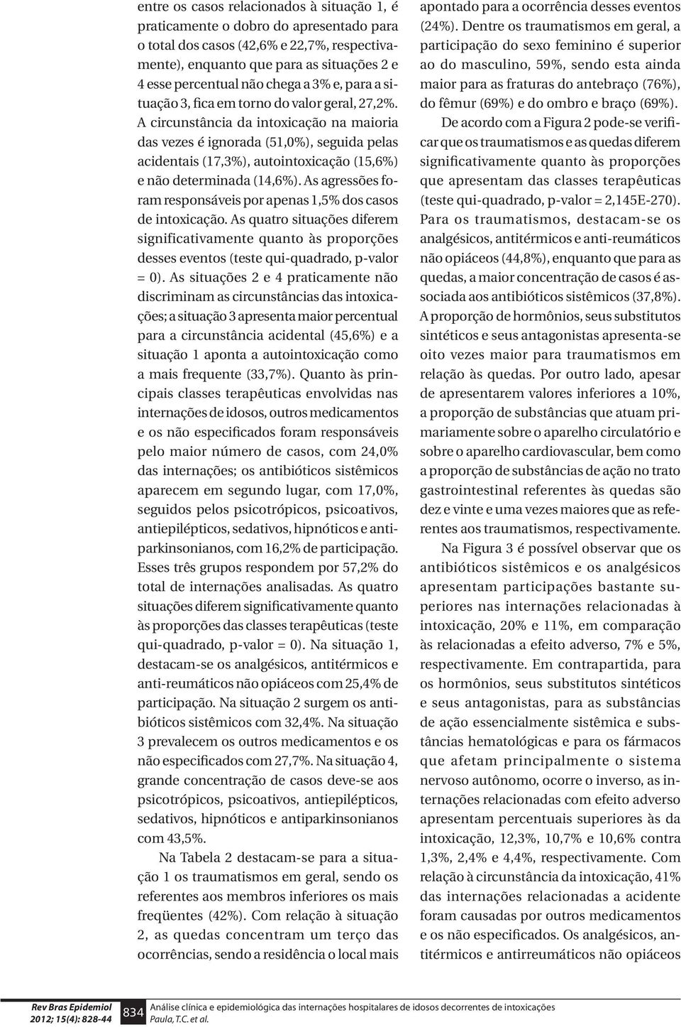 A circunstância da intoxicação na maioria das vezes é ignorada (51,0%), seguida pelas acidentais (17,3%), autointoxicação (15,6%) e não determinada (14,6%).