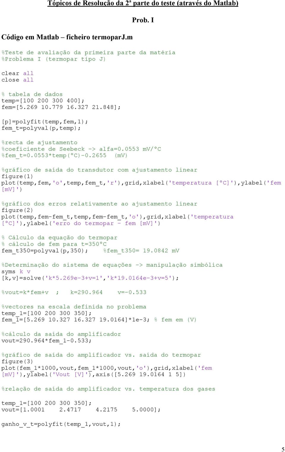 848]; [p]=polyfit(temp,fem,); fem_t=polyval(p,temp); %recta de ajustamento %coeficiente de Seebeck -> alfa=0.0553 mv/ºc %fem_t=0.0553*temp(ºc)-0.