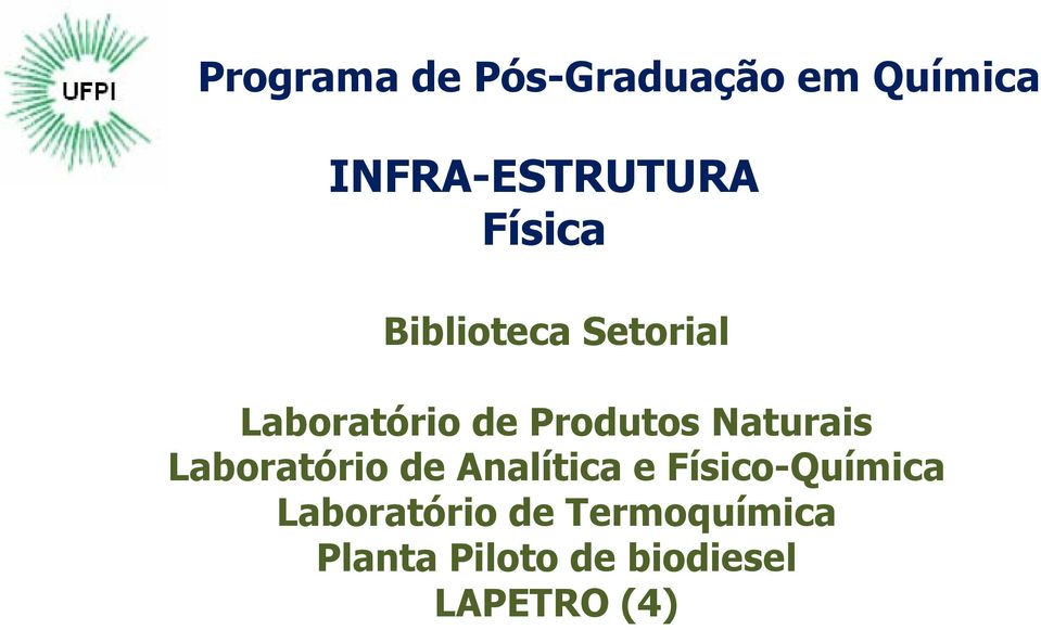 de Analítica e Físico-Química Laboratório de