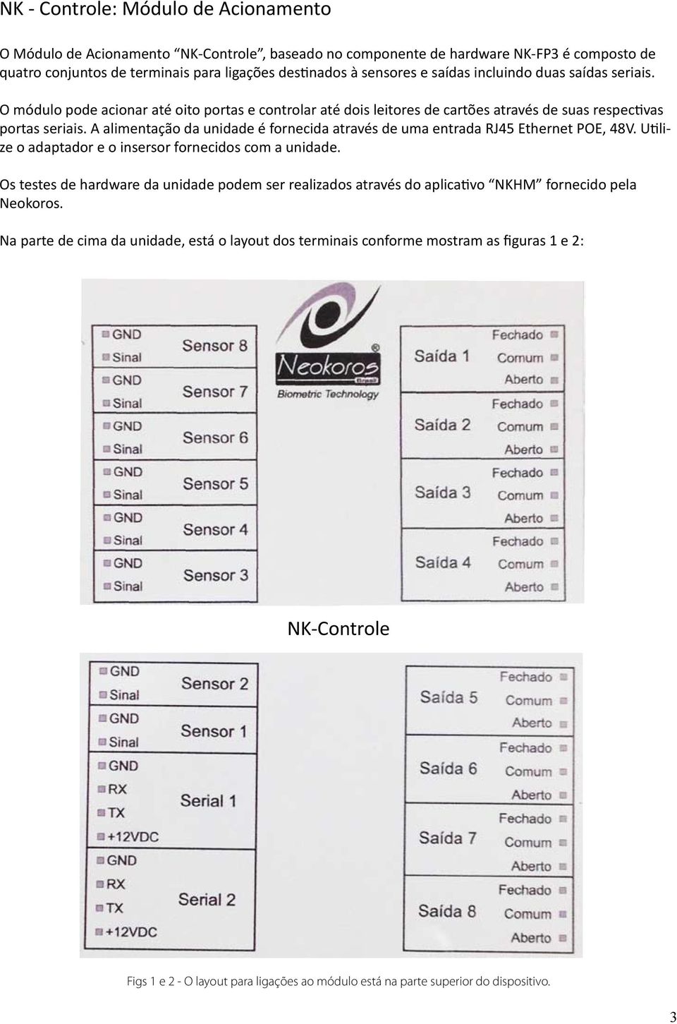 A alimentação da unidade é fornecida através de uma entrada RJ45 Ethernet POE, 48V. Utilize o adaptador e o insersor fornecidos com a unidade.