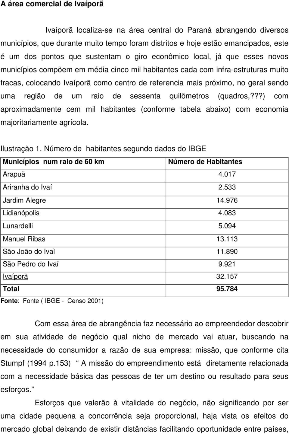 próximo, no geral sendo uma região de um raio de sessenta quilômetros (quadros,???) com aproximadamente cem mil habitantes (conforme tabela abaixo) com economia majoritariamente agrícola.