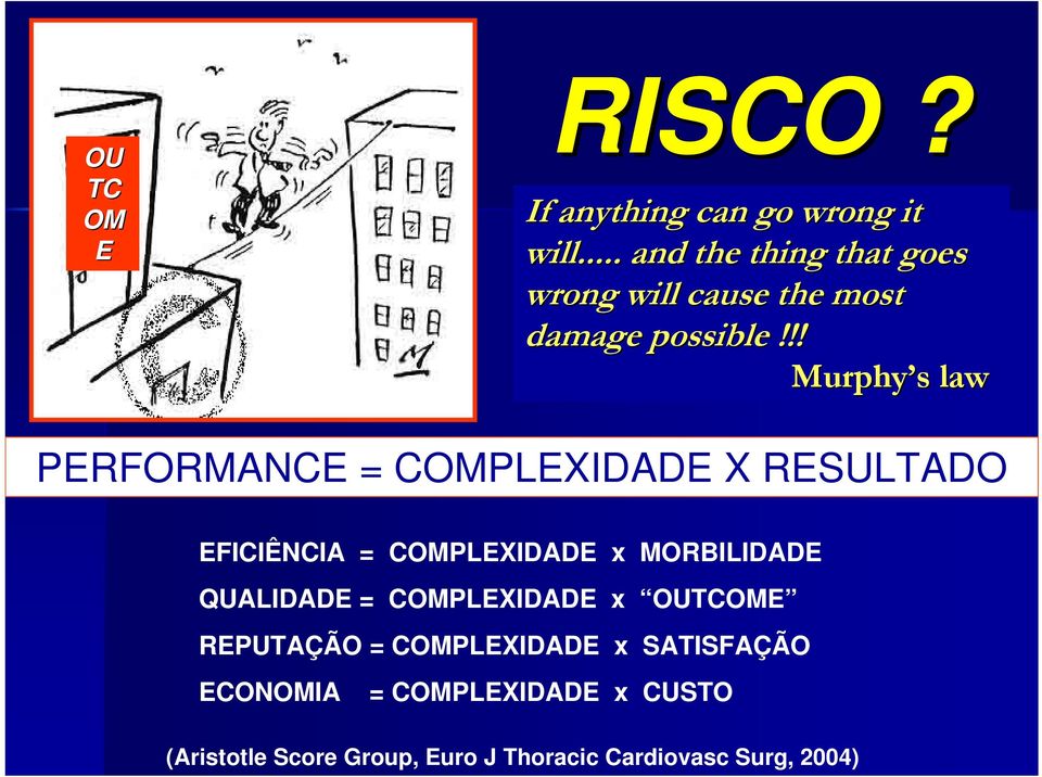 !! Murphy s s law PERFORMANCE = COMPLEXIDADE X RESULTADO EFICIÊNCIA = COMPLEXIDADE x