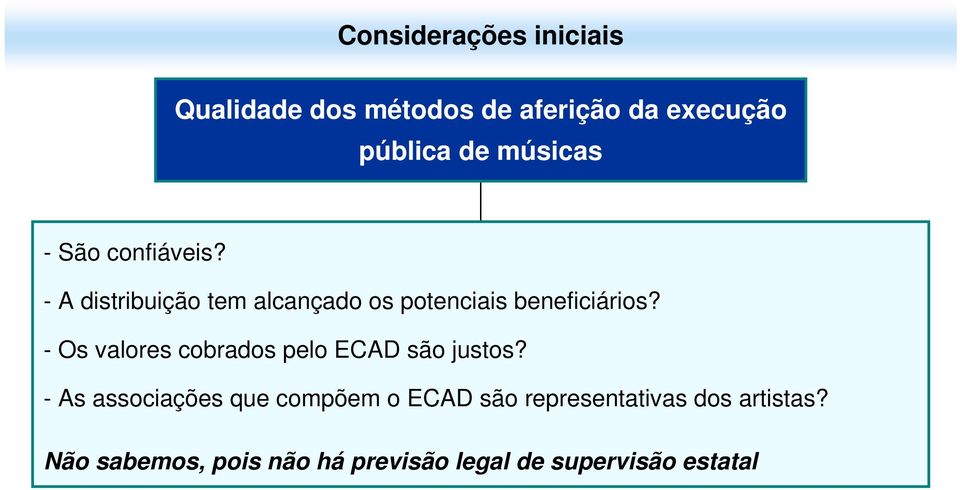 - Os valores cobrados pelo ECAD são justos?