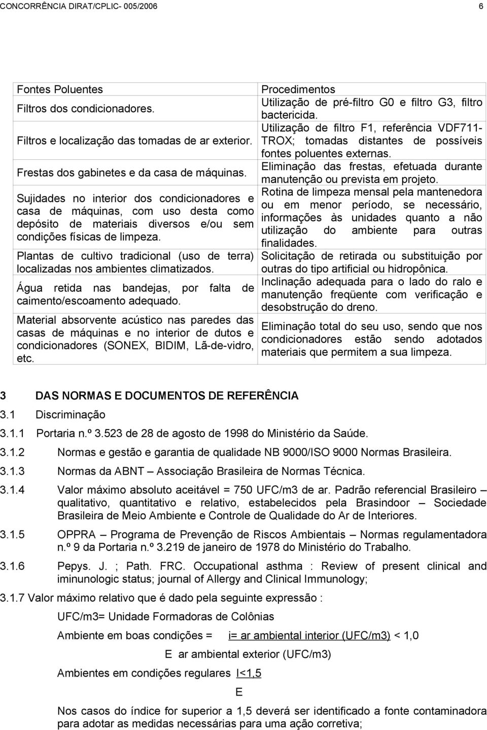 Eliminação das frestas, efetuada durante Frestas dos gabinetes e da casa de máquinas. manutenção ou prevista em projeto.