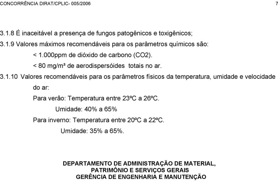 10 Valores recomendáveis para os parâmetros físicos da temperatura, umidade e velocidade do ar: Para verão: Temperatura entre 23ºC a 26ºC.