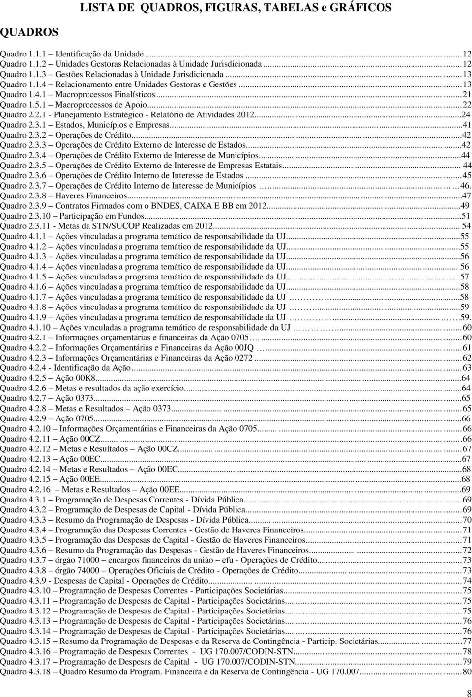 ..24 Quadro 2.3.1 Estados, Municípios e Empresas...41 Quadro 2.3.2 Operações de Crédito...42 Quadro 2.3.3 Operações de Crédito Externo de Interesse de Estados...42 Quadro 2.3.4 Operações de Crédito Externo de Interesse de Municípios.