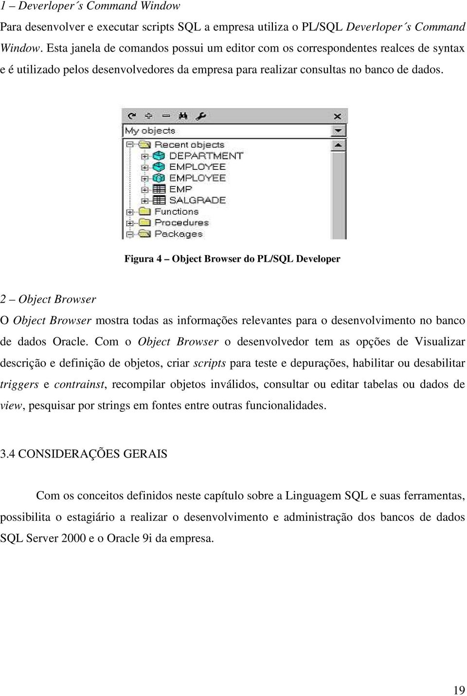 Figura 4 Object Browser do PL/SQL Developer 2 Object Browser O Object Browser mostra todas as informações relevantes para o desenvolvimento no banco de dados Oracle.