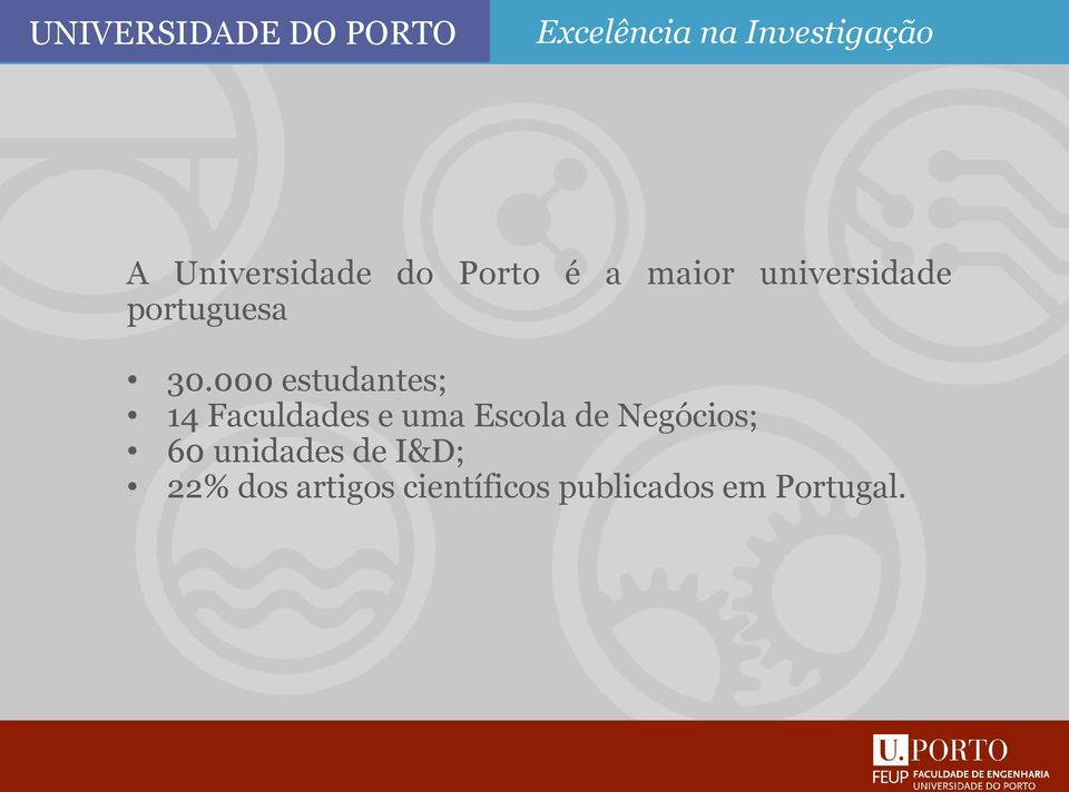 000 estudantes; 14 Faculdades e uma Escola de Negócios; 60