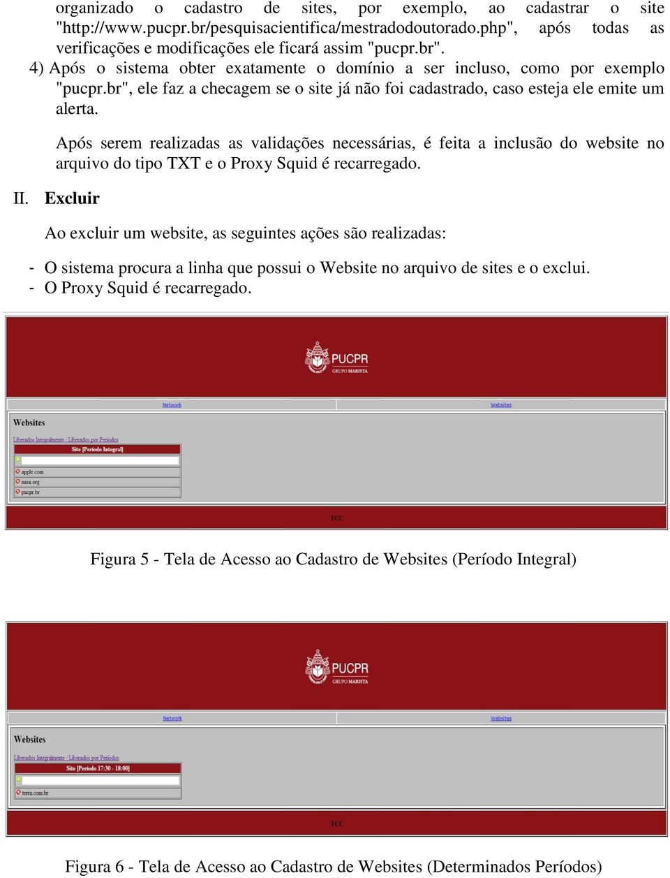 Após serem realizadas as validações necessárias, é feita a inclusão do website no arquivo do tipo TXT e o Proxy Squid é recarregado. II.