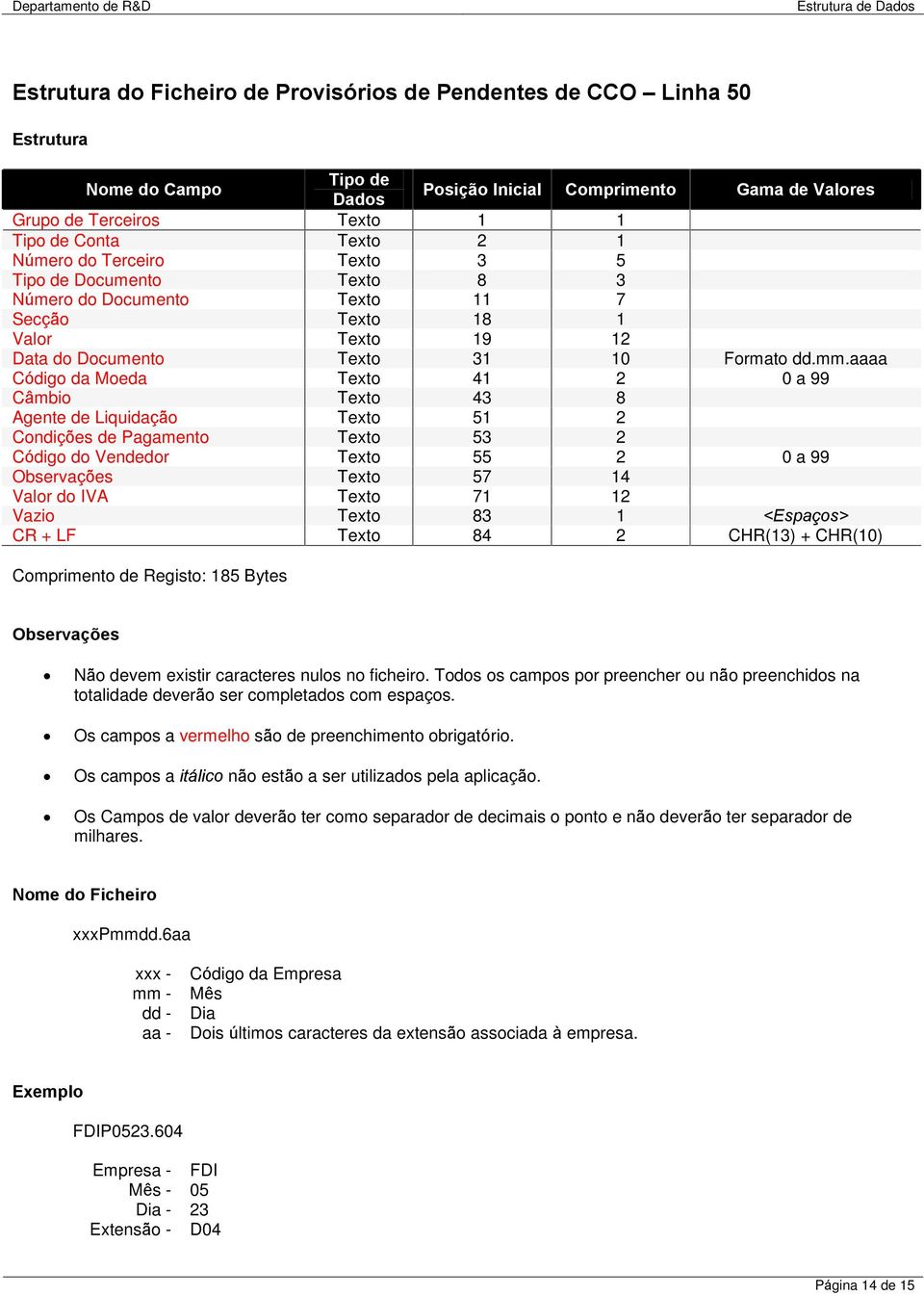 aaaa Código da Moeda Texto 41 2 0 a 99 Câmbio Texto 43 8 Agente de Liquidação Texto 51 2 Condições de Pagamento Texto 53 2 Código do Vendedor Texto 55 2 0 a 99 Texto 57 14 Valor do IVA Texto 71 12