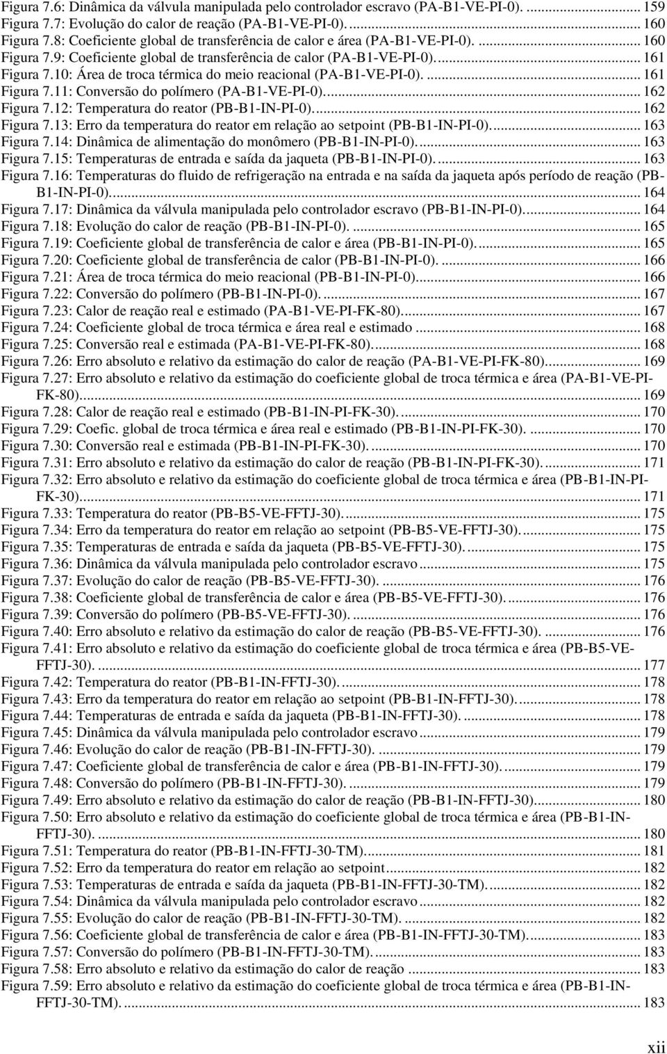 1: Área de troca térmica do meio reacional (PA-B1-VE-PI-).... 161 Figura 7.11: Conversão do polímero (PA-B1-VE-PI-).... 162 Figura 7.