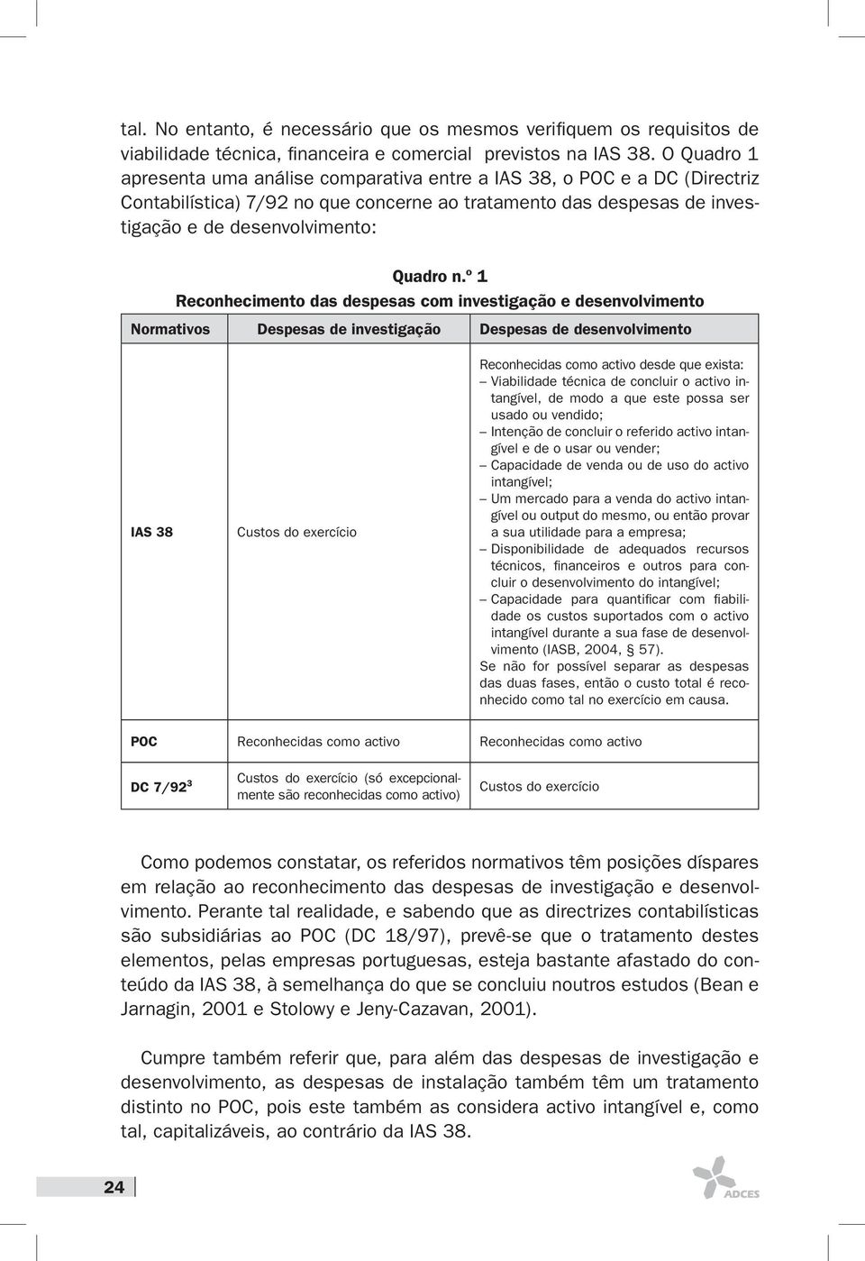 º 1 Reconhecimento das despesas com investigação e desenvolvimento Normativos Despesas de investigação Despesas de desenvolvimento IAS 38 Custos do exercício Reconhecidas como activo desde que