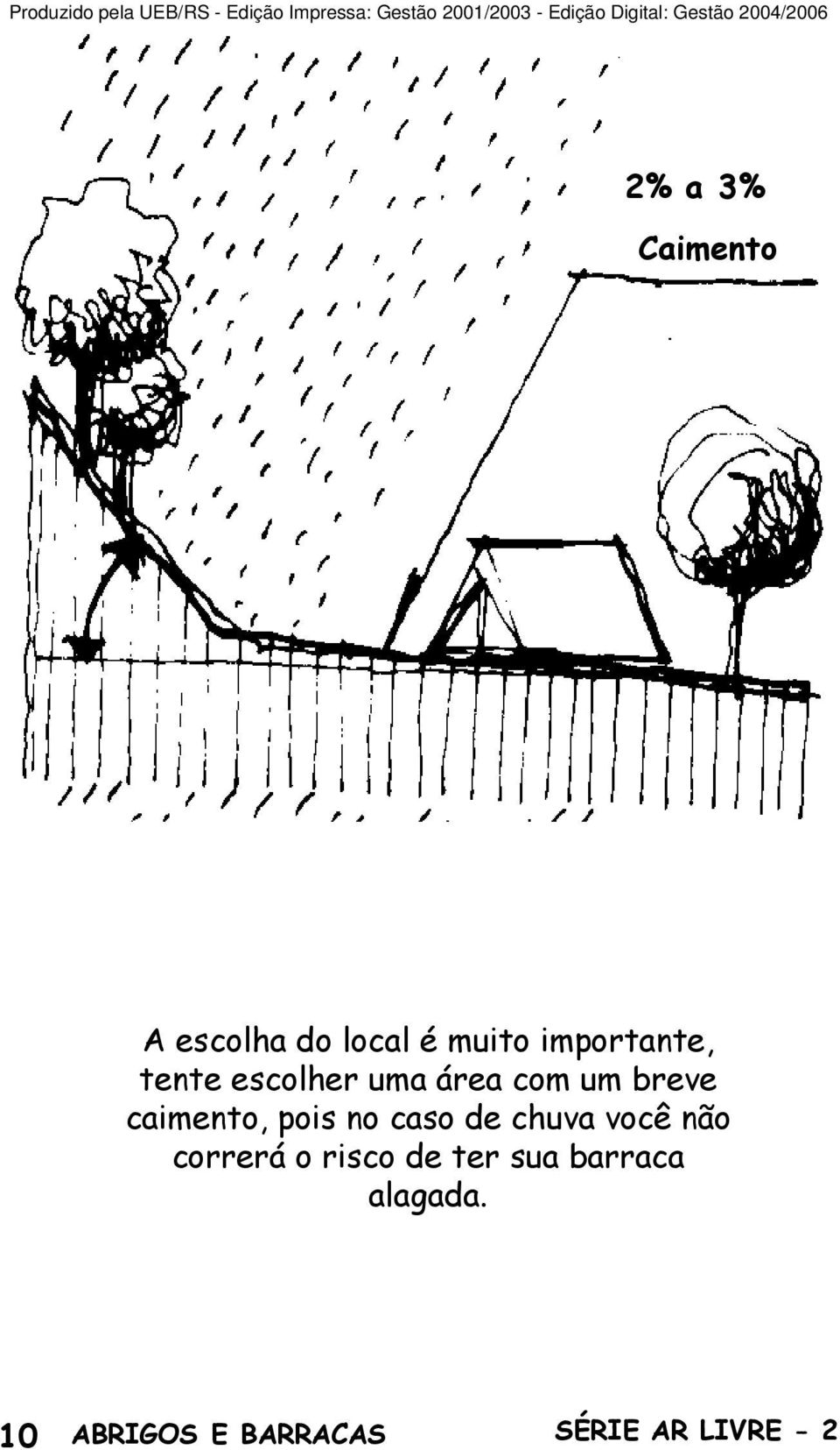 caimento, pois no caso de chuva você não correrá o