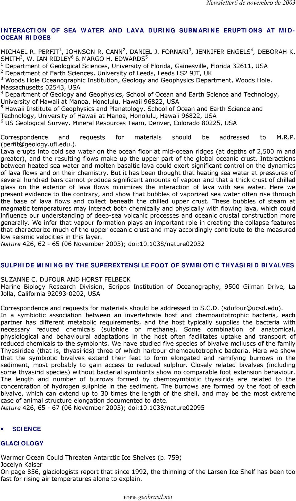 EDWARDS 5 1 Department of Geological Sciences, University of Florida, Gainesville, Florida 32611, USA 2 Department of Earth Sciences, University of Leeds, Leeds LS2 9JT, UK 3 Woods Hole Oceanographic