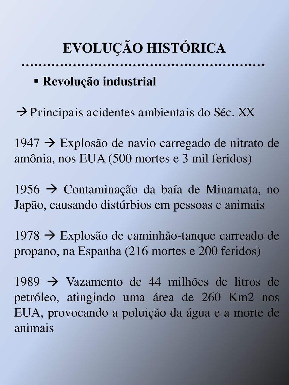 baía de Minamata, no Japão, causando distúrbios em pessoas e animais 1978 Explosão de caminhão-tanque carreado de