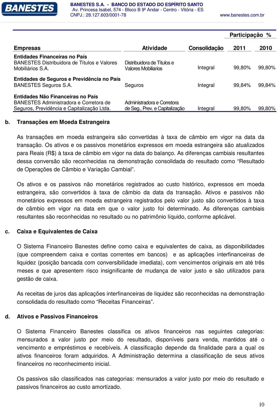 Transações em Moeda Estrangeira As transações em moeda estrangeira são convertidas à taxa de câmbio em vigor na data da transação.