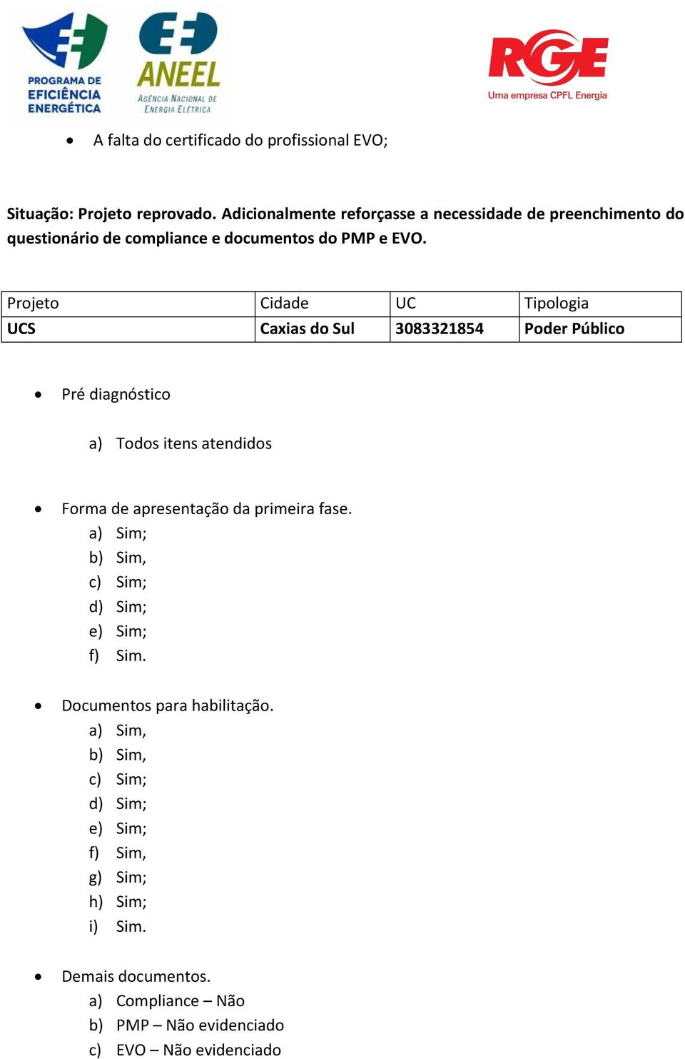 documentos do PMP e EVO.