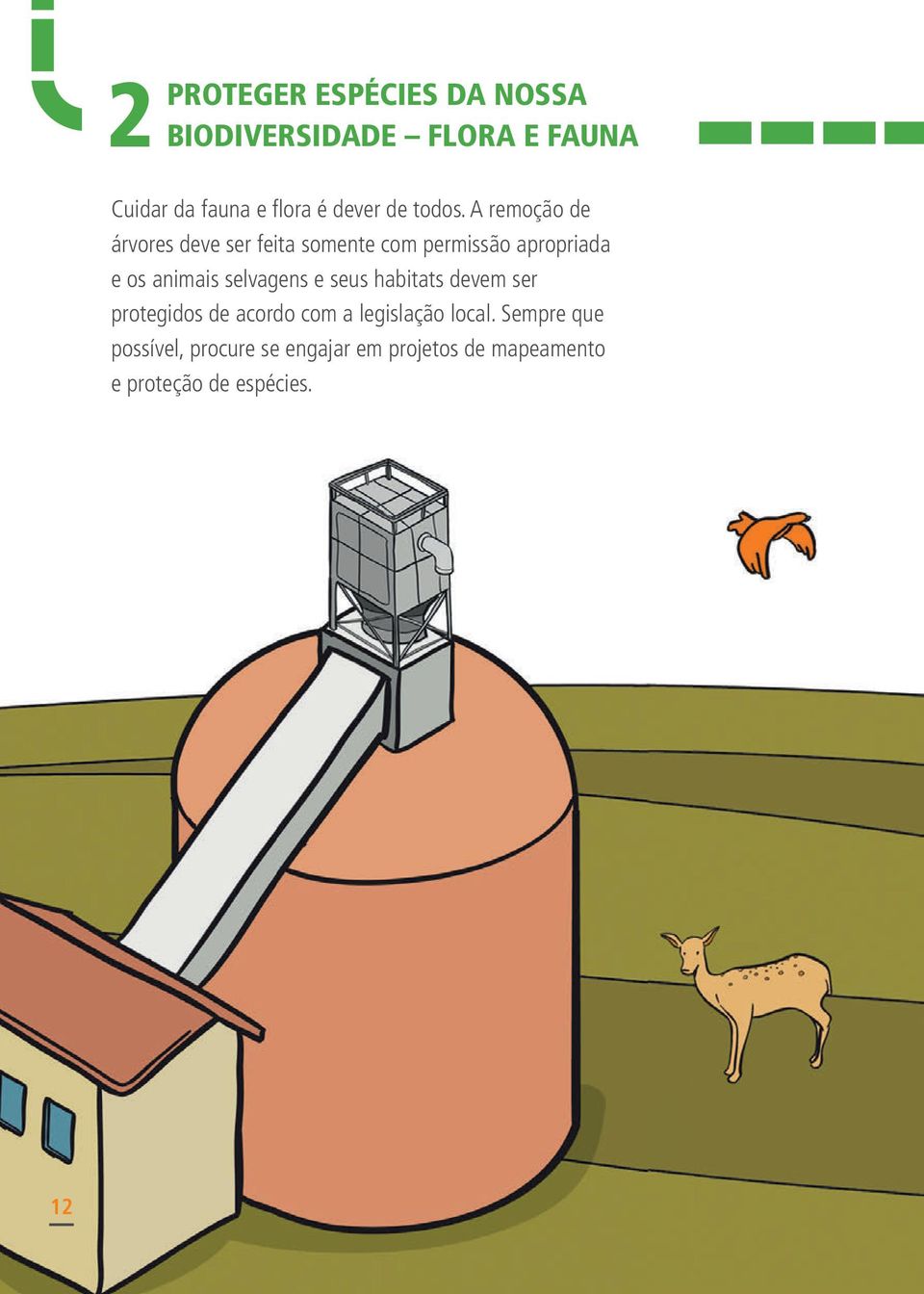 A remoção de árvores deve ser feita somente com permissão apropriada e os animais