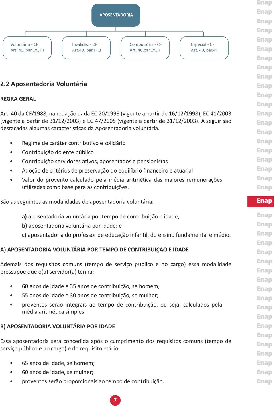 A seguir são destacadas algumas características da Aposentadoria voluntária.