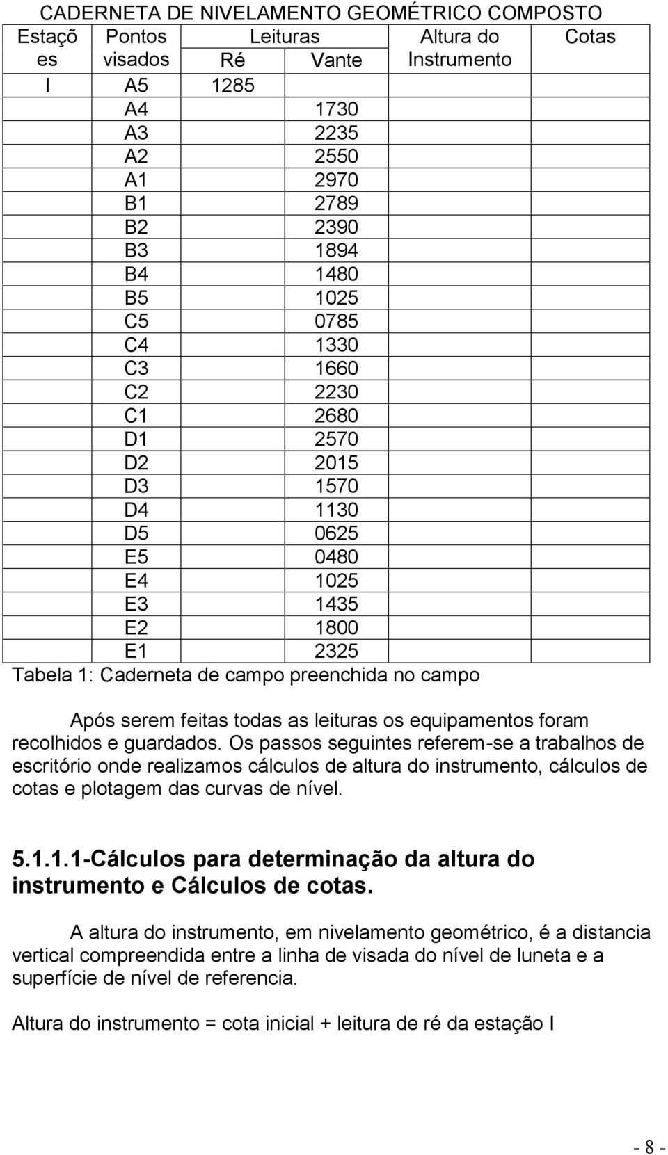 leituras os equipamentos foram recolhidos e guardados.