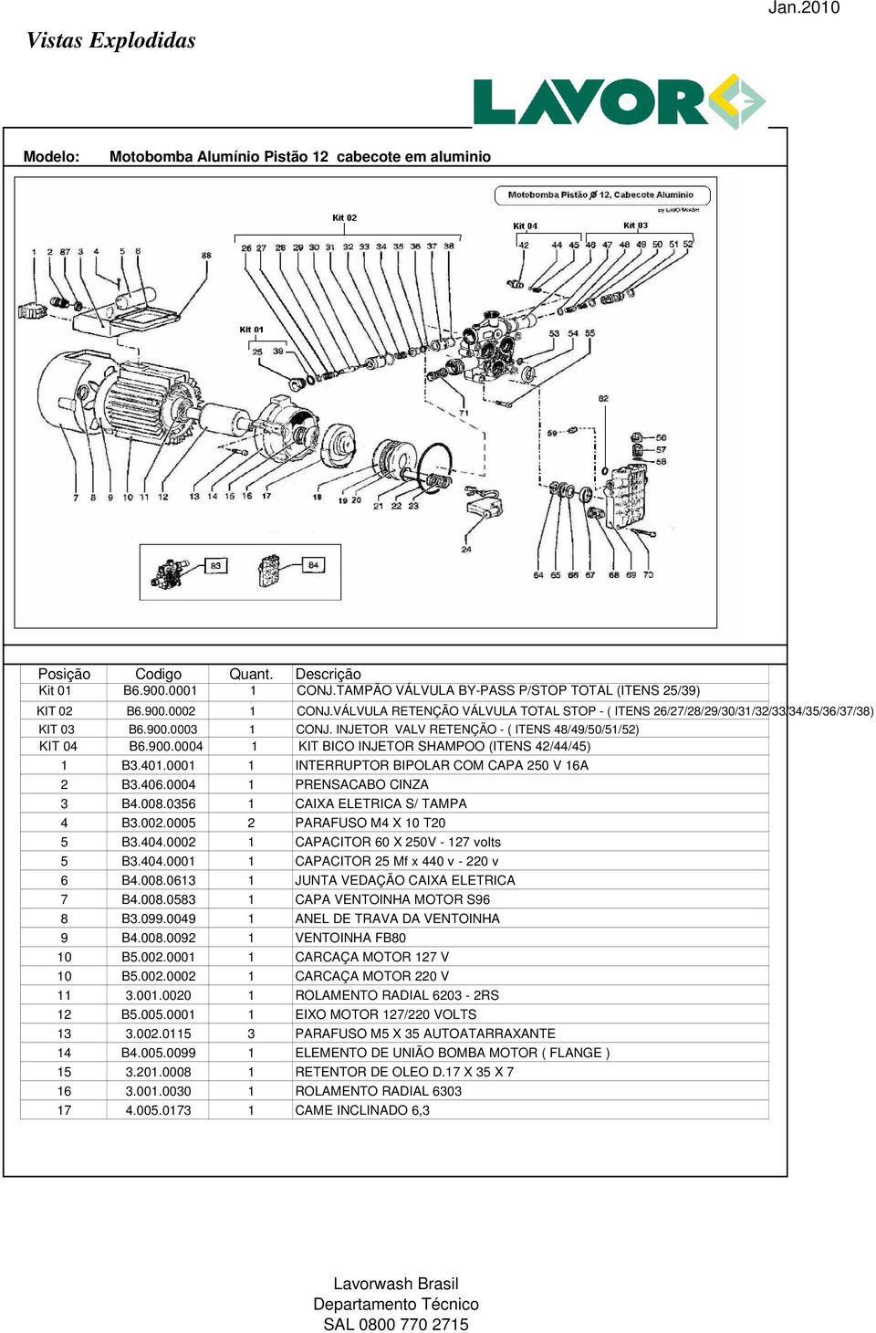 401.0001 1 INTERRUPTOR BIPOLAR COM CAPA 250 V 16A 2 B3.406.0004 1 PRENSACABO CINZA 3 B4.008.0356 1 CAIXA ELETRICA S/ TAMPA 4 B3.002.0005 2 PARAFUSO M4 X 10 T20 5 B3.404.